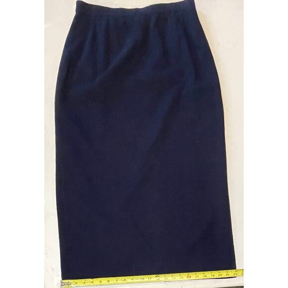 Vintage Joan Leslie Wool Blend Pencil Skirt Women’s 14 Navy Blue Classic Office - Picture 6 of 9